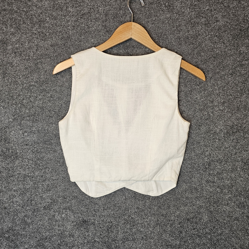 NWT Billy J Ivy Vest - Off-White Linen-Look Wrap Waistcoat- Size 6 - Picture 6 of 8